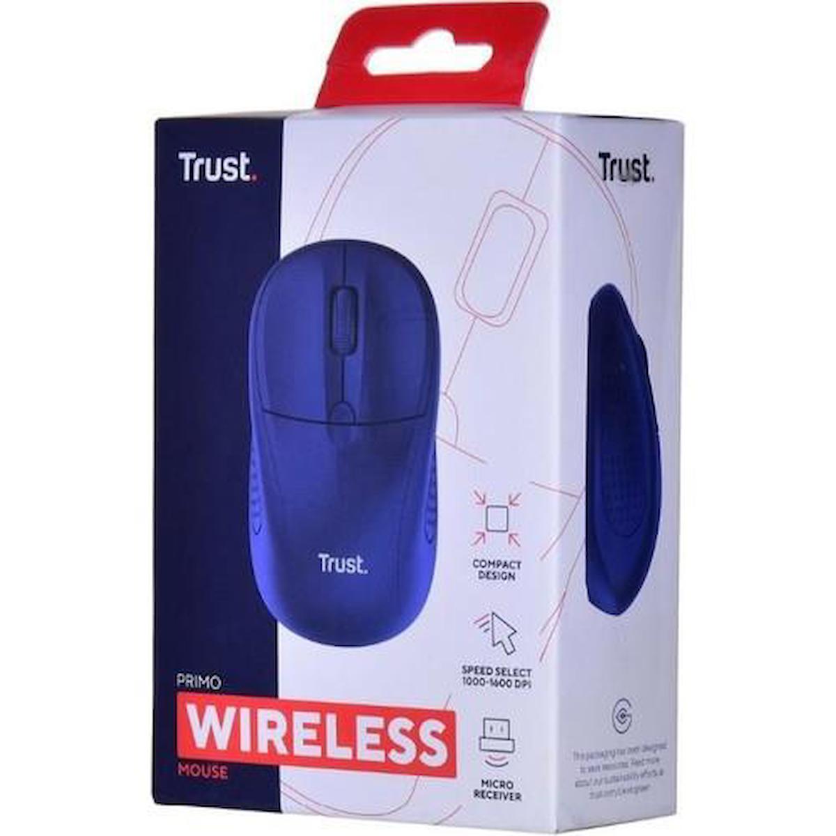 Trust 24796 Ergonomik Kablosuz Mavi Optik Mouse