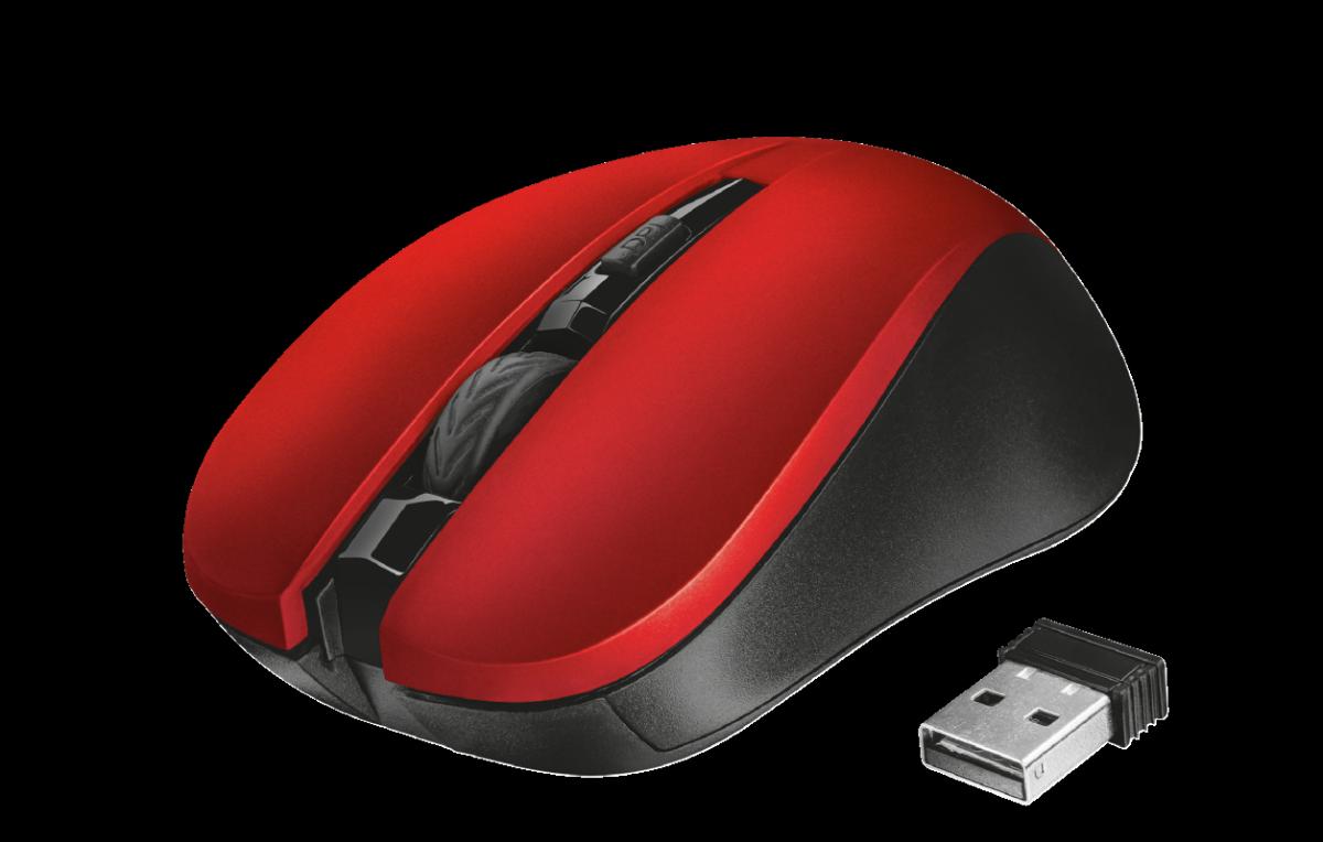 Trust 21871 Sessiz Ergonomik Kablosuz Kırmızı Optik Mouse