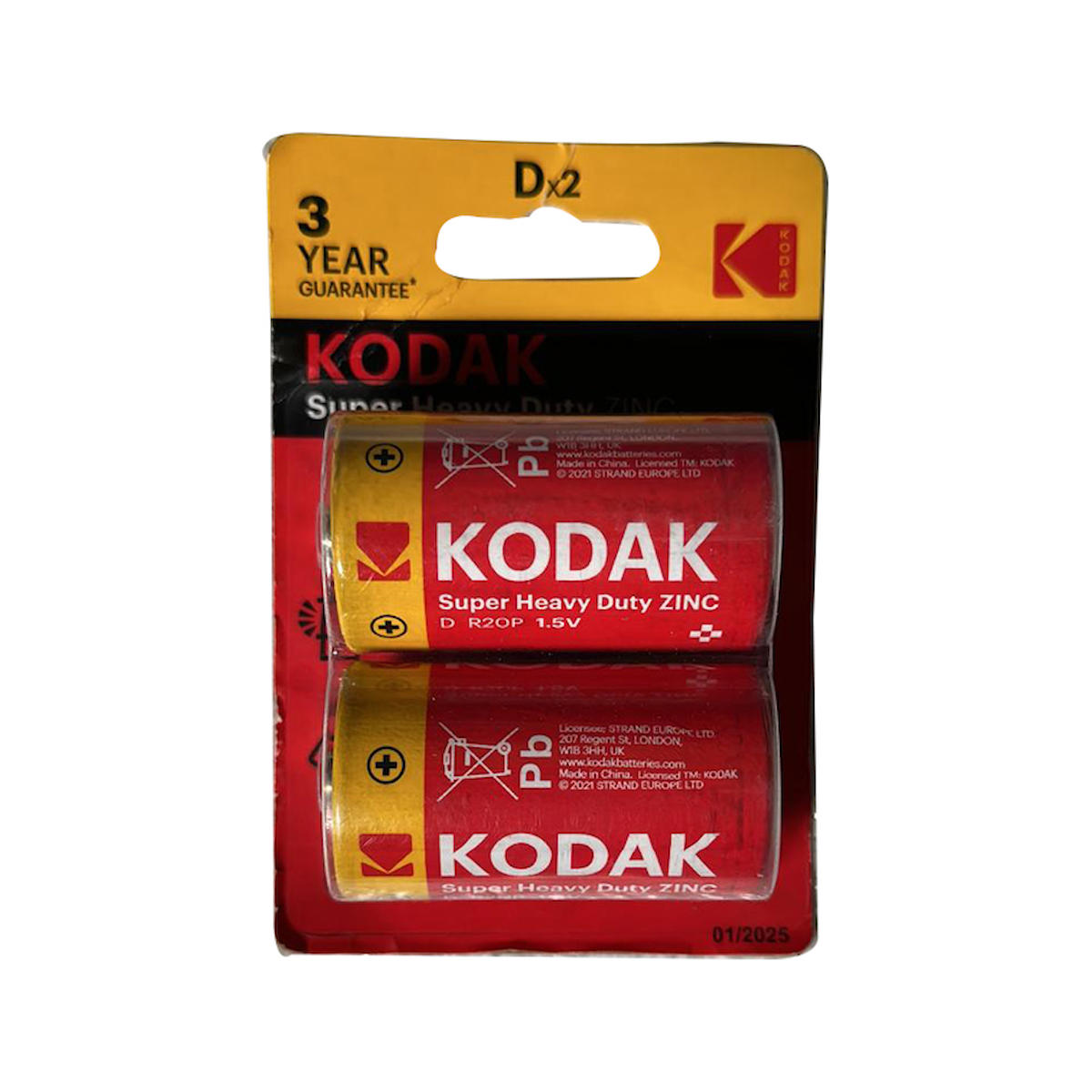 Kodak R20 1.5 V Çinko D / Büyük Pil 2'li