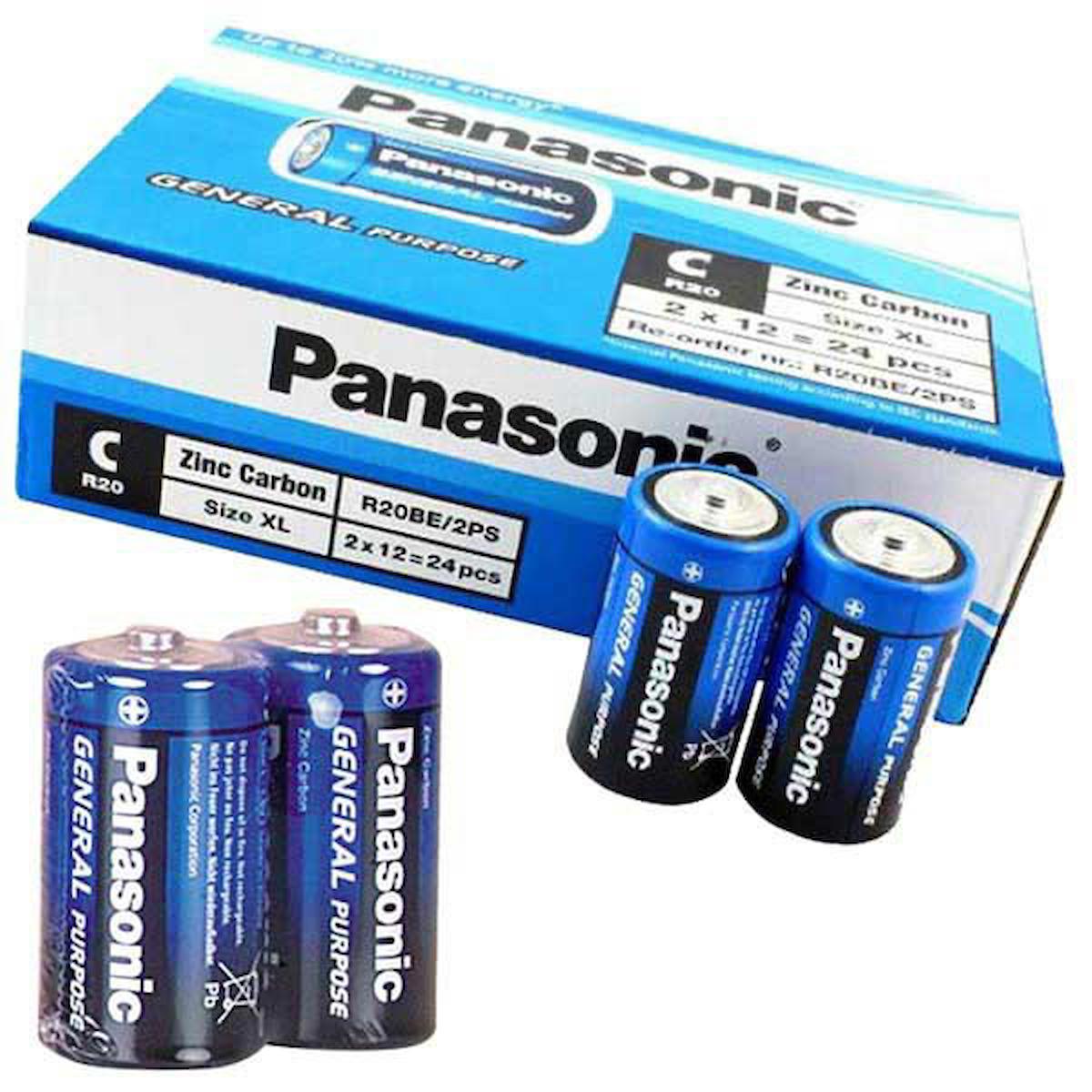 Panasonic R20BE2PS 1.5 V C / Orta Pil 24'lü