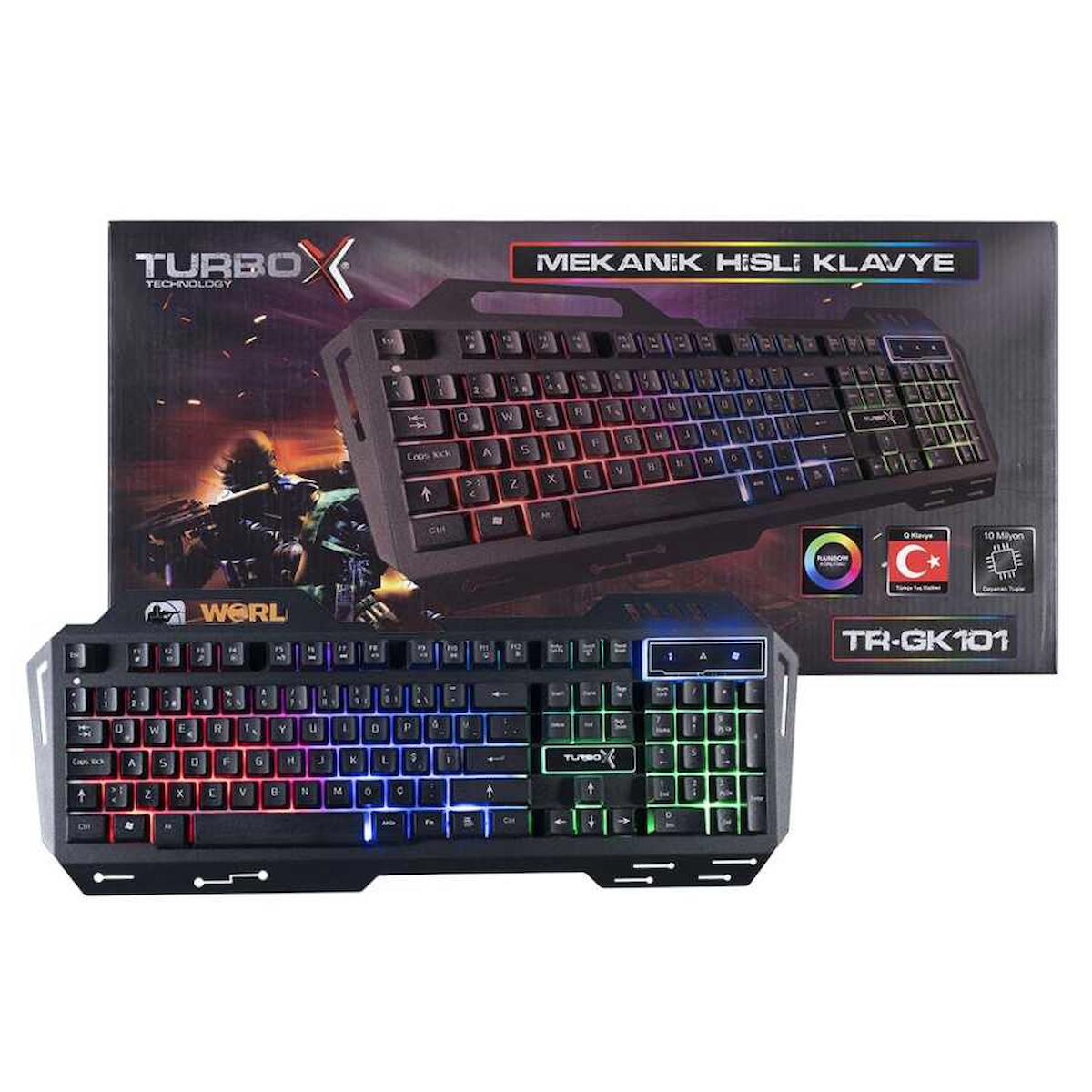 Turbox TR-GK101 Türkçe 104 Tuşlu Kablolu Siyah Normal Gaming Klavye