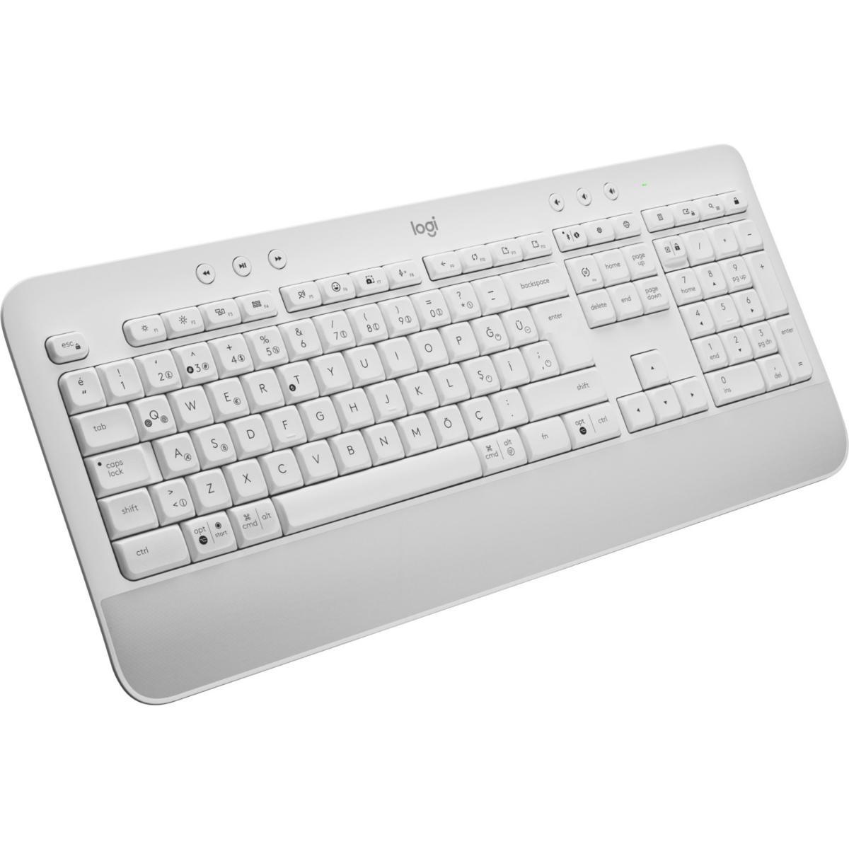 Logitech K650 Türkçe 104 Tuşlu Kablosuz Beyaz Bilek Destekli Normal Klavye