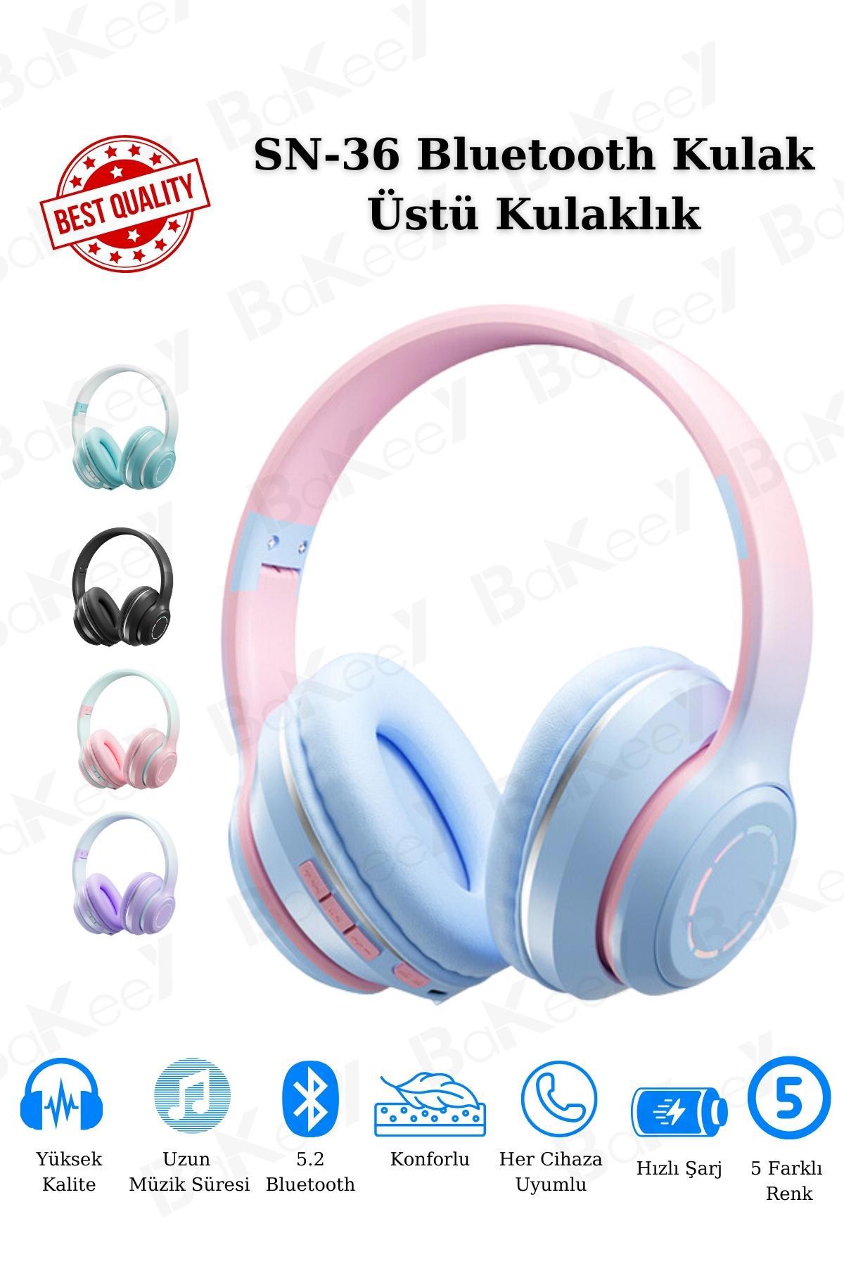 Bakeey 5.2 Kablosuz Kulak Üstü Bluetooth Kulaklık Mavi