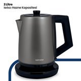 Goldmaster Belizz Çelik 2 lt 2200 W Işıklı Modern Gri Kettle