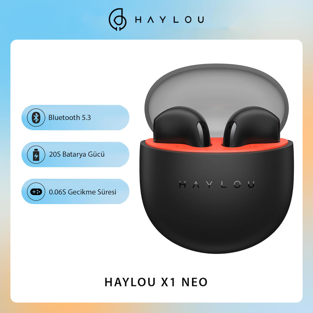 Haylou X1 Neo 5.3 Kablosuz Kulak İçi Bluetooth Kulaklık Siyah