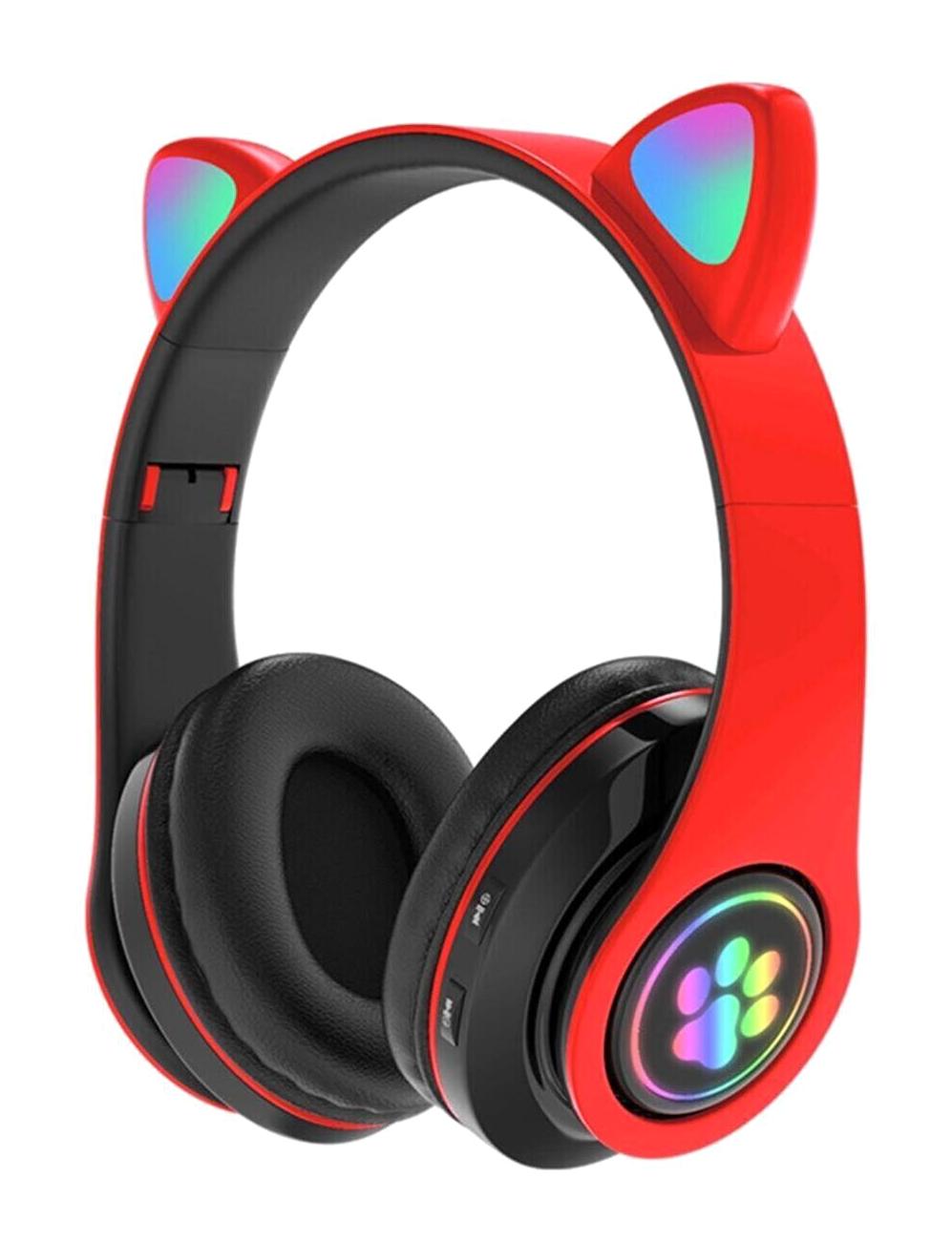 Mi7a Işıklı Kablosuz Kulak Üstü Bluetooth Kulaklık Kırmızı