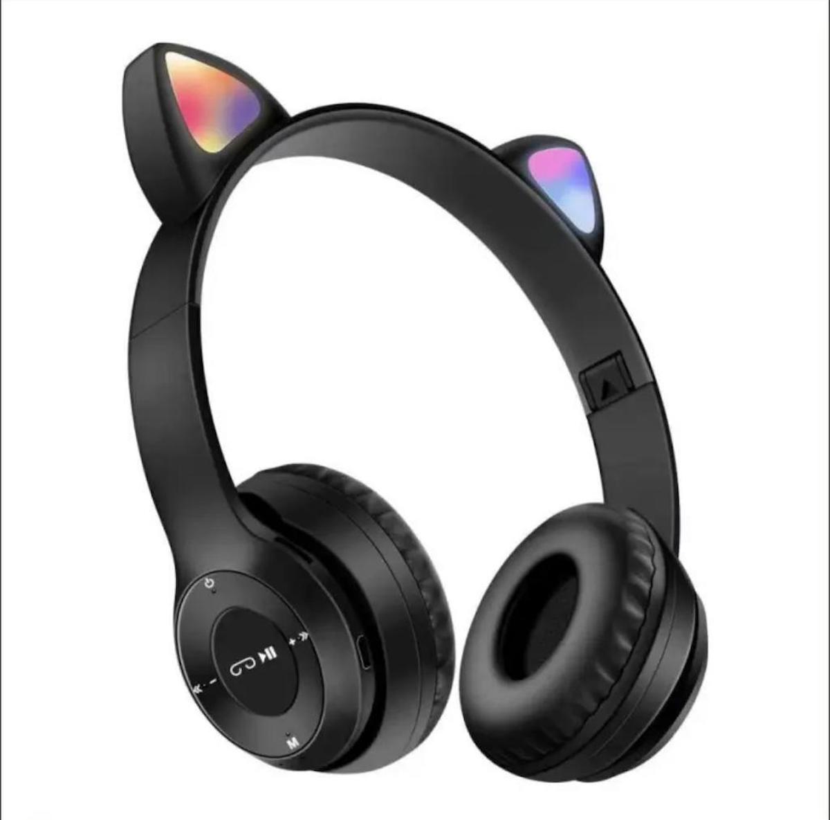 Mi7a P47M 5.0 Işıklı Kablosuz Kulak Üstü Bluetooth Kulaklık Siyah