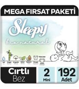 Sleepy Bio Natural 2 Numara Organik Göbek Oyuntulu Cırtlı Bebek Bezi 192 Adet