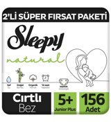 Sleepy Natural 5 Numara Organik Cırtlı Bebek Bezi 2x156 Adet