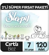 Sleepy Bio Natural 7 Numara Organik Cırtlı Bebek Bezi 2x120 Adet