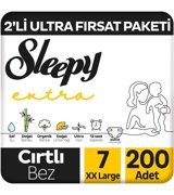 Sleepy Extra 7 Numara Organik Cırtlı Bebek Bezi 2x200 Adet