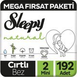 Sleepy Natural 2 Numara Organik Göbek Oyuntulu Cırtlı Bebek Bezi 192 Adet