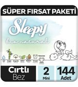 Sleepy Bio Natural 2 Numara Organik Göbek Oyuntulu Cırtlı Bebek Bezi 144 Adet