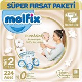 Molfix Pure Soft 2 Numara Bantlı Bebek Bezi 2x112 Adet