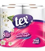 Tex Extra Soft 2 Katlı 8'li Rulo Tuvalet Kağıdı
