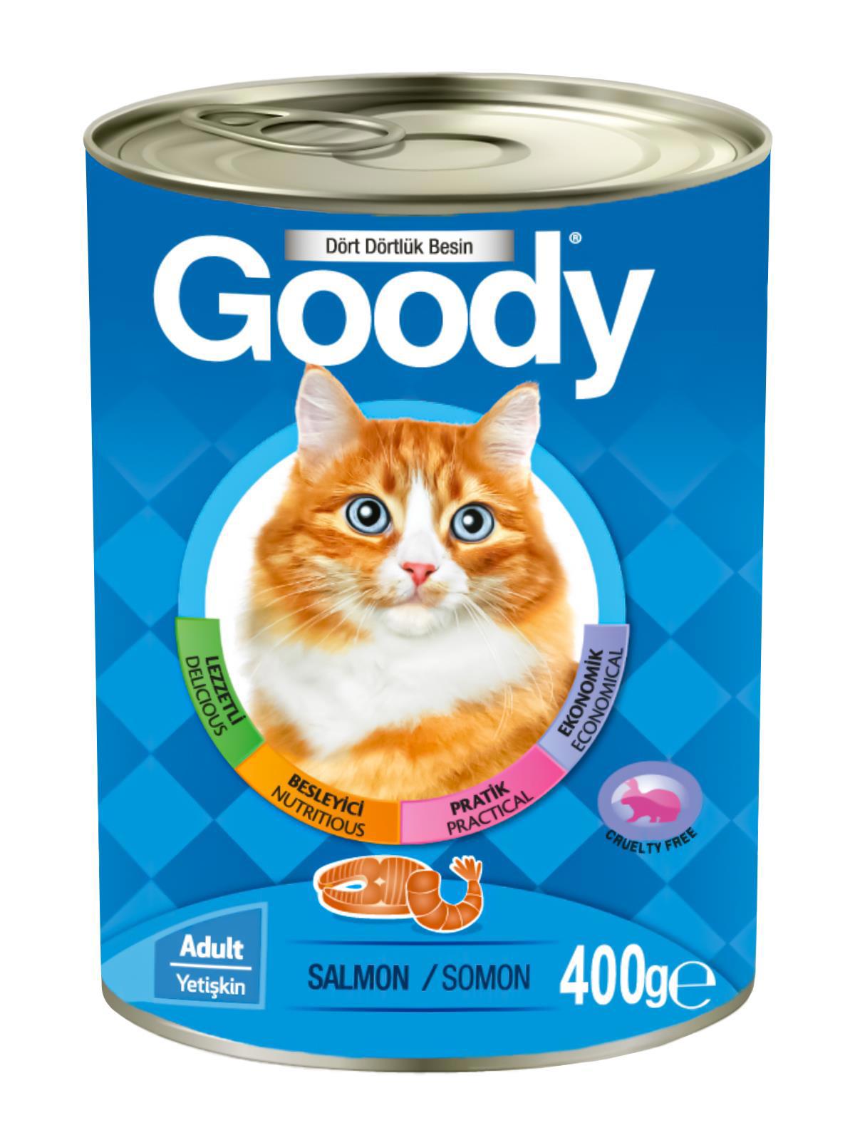 Goody Dört Dörtlük Besin Somonlu Yetişkin Yaş Kedi Maması 400 gr