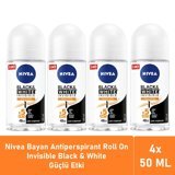 Nivea Black&White Invisible Güçlü Etki Roll-On Kadın Deodorant 4x50 ml