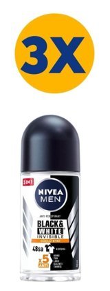 Nivea Black&White Invisible Güçlü Etki Antiperspirant Roll-On Erkek Deodorant 3x50 ml