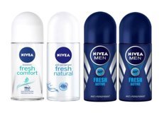 Nivea Fresh Comfort- Fresh Naturel Comfort Roll-On Unisex Deodorant 4x50 ml