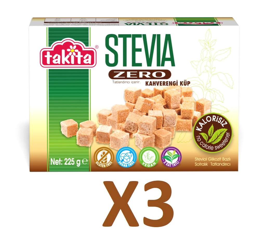 Takita Stevia Zero Kahverengi Küp Tatlandırıcı 3x225 gr
