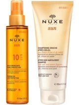 Nuxe 10 Faktör Vücut - Yüz İçin Bronzlaştırıcı Yağ 150 ml + Güneş Sonrası Nemlendirici Saç ve Vücut Şampuan