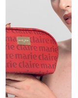 Marie Claire MC212111010 Bordo Yazılı Deri Makyaj Çantası