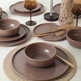 Keramika Nordic Taupe 18 Parça 6 Kişilik Stoneware Yuvarlak Yemek Takımı