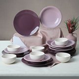Keramika Purple Mix 18 Parça 6 Kişilik Stoneware Yuvarlak Yemek Takımı
