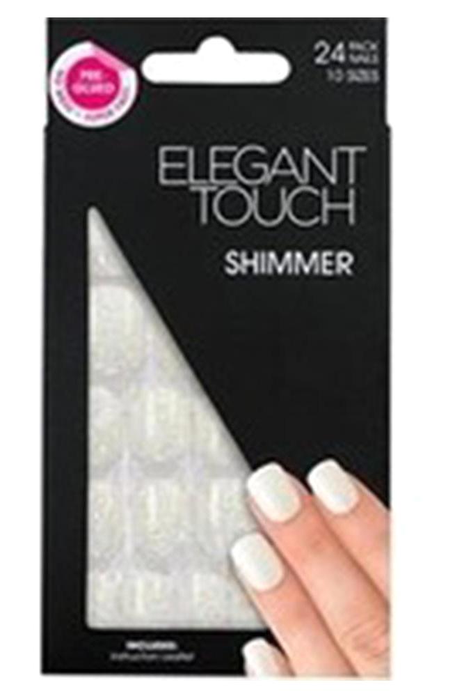 Elegant Touch Simli 24'lü Kare Beyaz Takma Tırnak