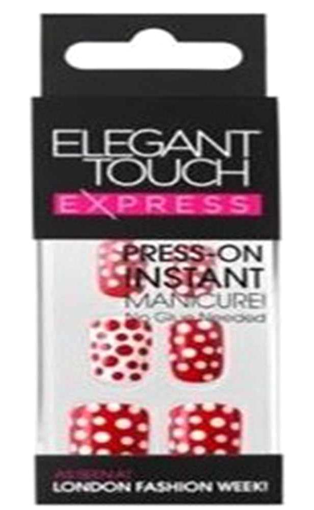 Elegant Touch Parlak 12'li Kare Kırmızı Takma Tırnak