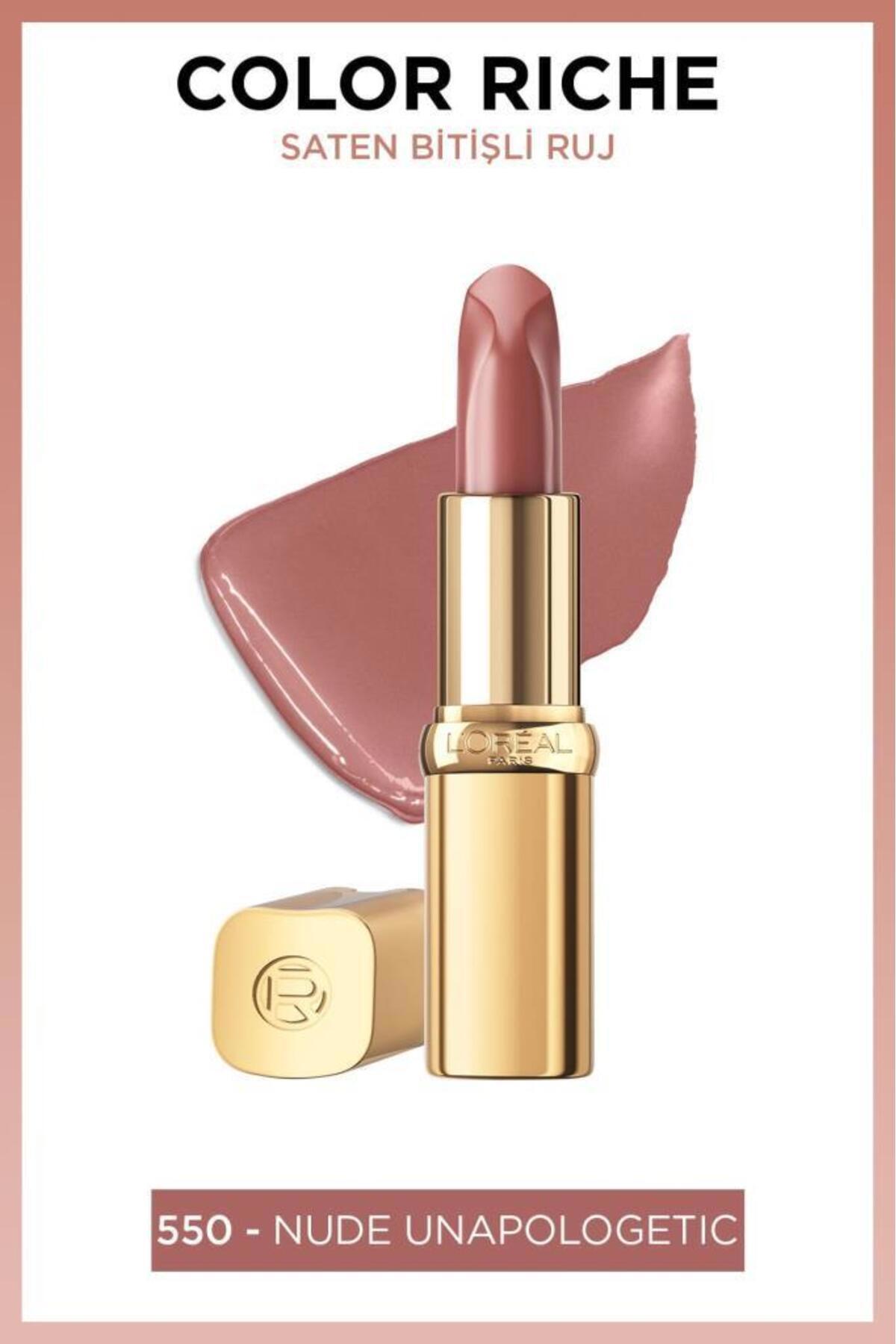 L'Oréal Paris 550 Nude Unapologetic Dudak Dolgunlaştırıcı Parlak Krem Lipstick Ruj