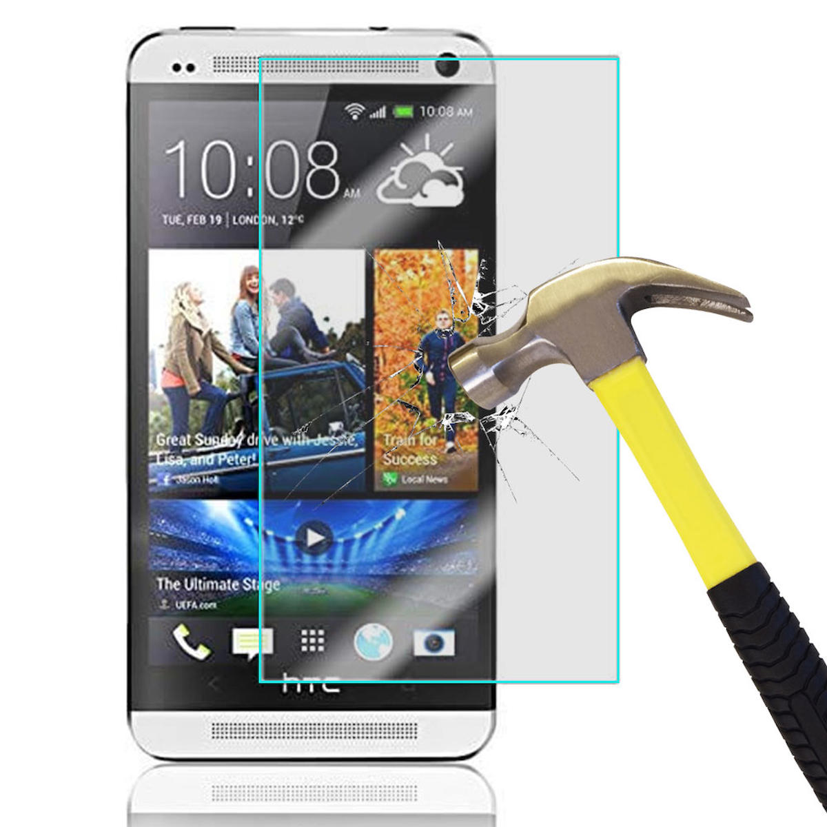 Smart Tech HTC One M7 Kırılmaz Temperli Cam Parlak Ekran Koruyucu