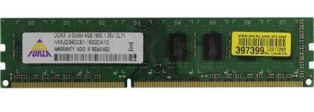Neo Forza NMUD340C81-1600DA10 4 GB DDR3 1x4 1600 Mhz Ram