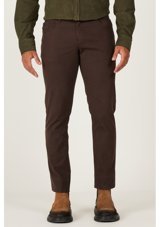 Ac&Co / Altınyıldız Classics Erkek Kahverengı Slim Fit Dar Kesim 5 Cepli Desenli Esnek Pantolon 50