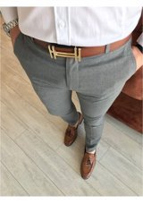 Terziademaltun Italyan Kesim Slim Fit Koyu Gri Kumaş Pantolon T3483 32