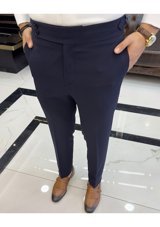 Terziademaltun İtalyan Stil Slim Fit Bel Detaylı Erkek Pantolon Lacivert T10564-Lacivert 31