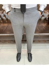 Terziademaltun İtalyan Stil Slim Fit Bel Detaylı Erkek Pantolon Antrasit T11437-Antrasit 32