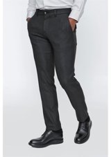 İmza Likralı Slim Fit Dar Kesim Klasik Pantolon 1003225171-Koyu Antrasit 50