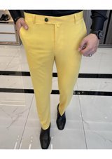 Terziademaltun İtalyan Stil Slim Fit Erkek Pantolon Sarı T11625-Sarı 33
