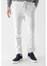 Morven Erkek Beyaz Poliviskon Trend İpli Jogger Slim Fit Spor Pantolon 42