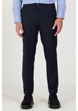 Ac&Co / Altınyıldız Classics Erkek Lacivert Slim Fit Dar Kesim Desenli Beli Lastikli Pantolon 50