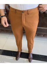 Terziademaltun İtalyan Stil Slim Fit Erkek Pantolon Kiremit T7898-Kiremit 36