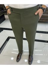 Terziademaltun İtalyan Stil Slim Fit Bel Detaylı Erkek Pantolon Yeşil T10561-Yesıl 32