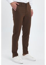 Ukdwear Erkek Kahverengi Italyan Kesim Petek Desen Keten Pantolon Kahverengi Ukd3010 33