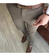 Ukdwear Italyan Kesim Erkek Keten Pantolon Kahverengi Ukd1380 30
