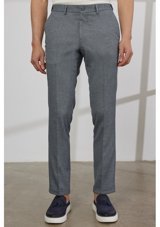 Ac&Co / Altınyıldız Classics Erkek Sıyah Beyaz Slim Fit Dar Kesim Yan Cepli Armürlü Bel Lastikli Pantolon 50