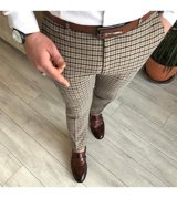 Terziademaltun Italyan Stil Slim Fit Erkek Ekoseli Kumaş Pantolon Çok Renkli T52 31