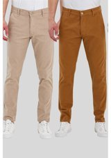 Damga Jeans 2 Li Standart Kalıp Chino Pantolon Taba Ve Taş Renkleri Çok Renkli 30