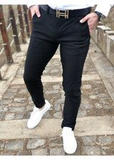 Ukdwear Erkek Siyah Italyan Kesim Petek Desen Keten Pantolon Siyah Ukd1261 34