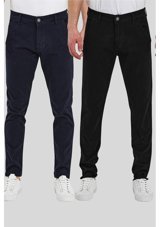 Damga Jeans 2 Li Standart Kalıp Chino Pantolon Lacivert Ve Siyah Renkleri Çok Renkli 33